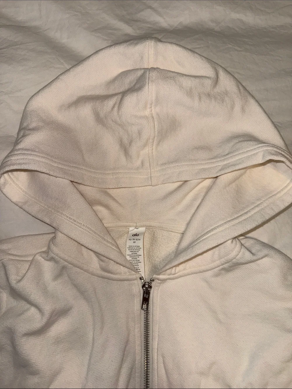 Alo Yoga Sweet Escape Zip Up Hoodie Ivory Size XS